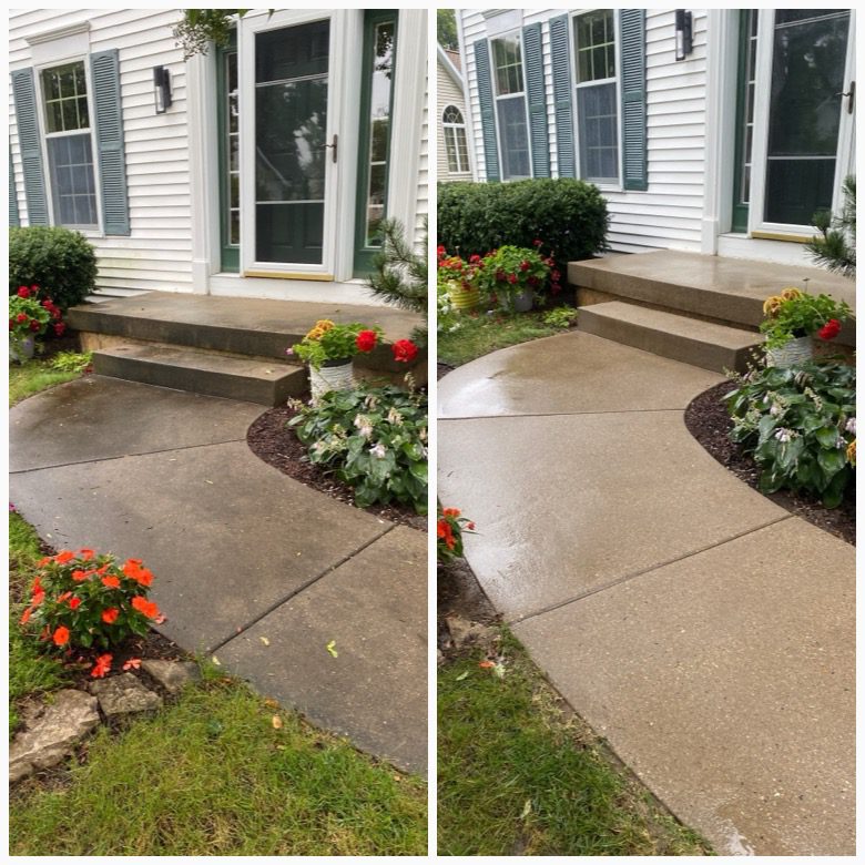 Pressure washing before and after